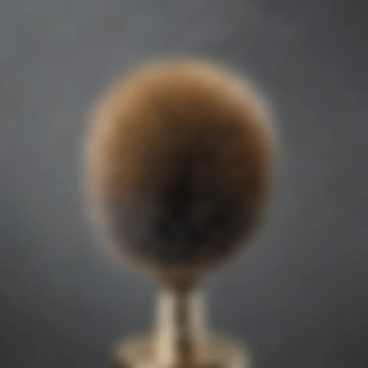 Close-up of the bristles of a brass toilet bowl brush