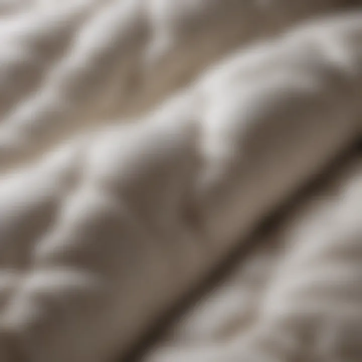 A close-up view of soft fabric textures of a comforter