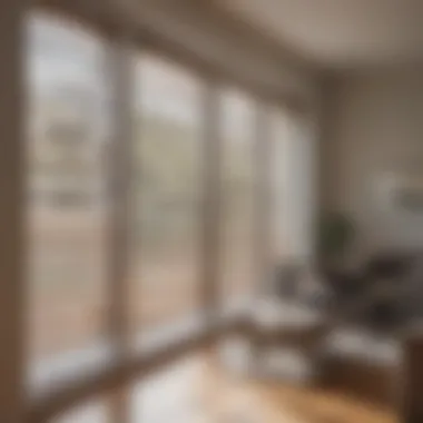 Controlling Light and Privacy with Blinds Hand adjusting the blinds to control light and privacy