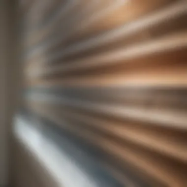 Close-up of different types of blinds showcasing materials and colors