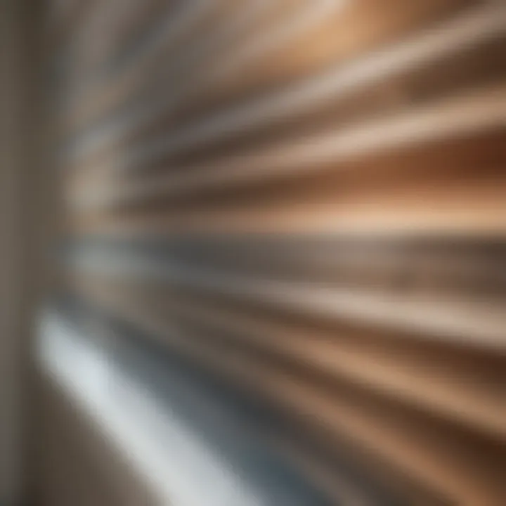 Close-up of different types of blinds showcasing materials and colors