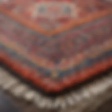 Close-up of a vibrant bohemian rug showcasing intricate details