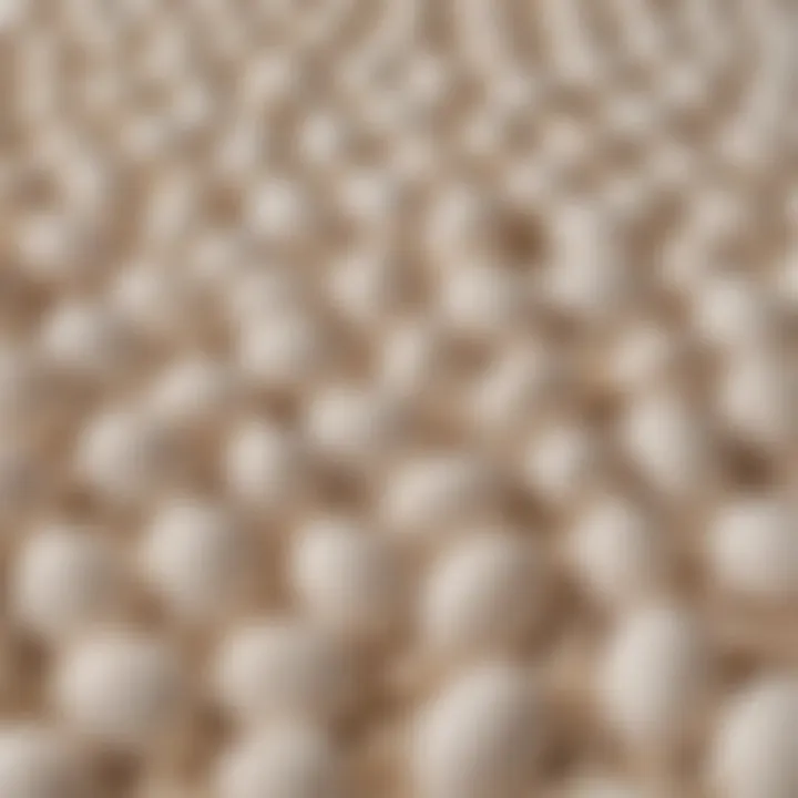 Close-up of eggshell bed topper material and texture