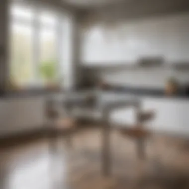 Sleek high top two-person table in modern kitchen setting