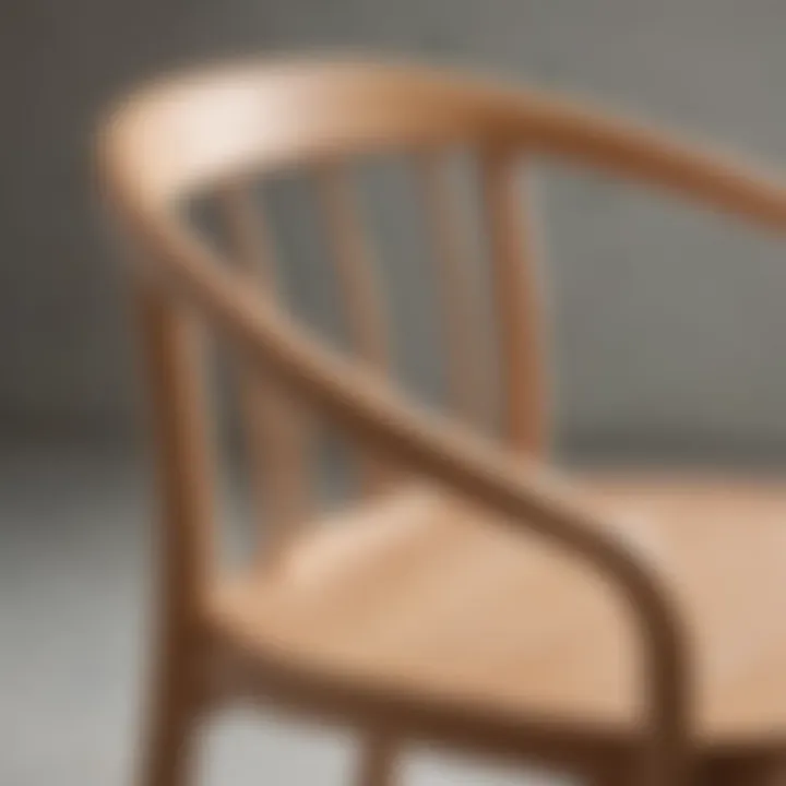 Close-up of light wood chair showcasing fine craftsmanship