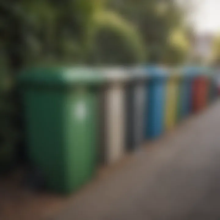 Variety of materials used in outdoor recycle bins