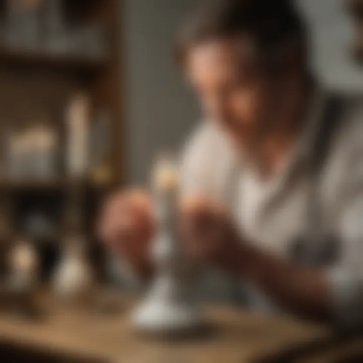 Artisan carefully crafting a porcelain candle stick