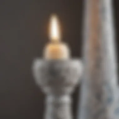 Close-up of intricately designed porcelain candle stick