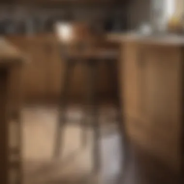 An elegant wooden bar stool complementing a rustic kitchen