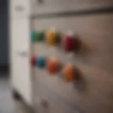 Colorful drawer pulls enhancing modern furniture design
