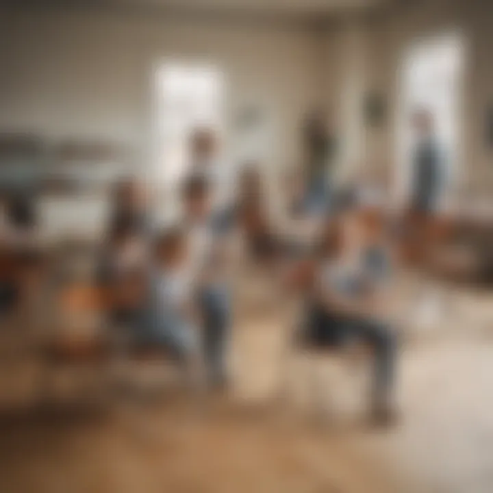 A group of children using folding chairs for creative activities