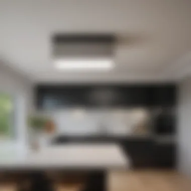 Minimalistic ceiling fixtures providing focused lighting in a contemporary kitchen