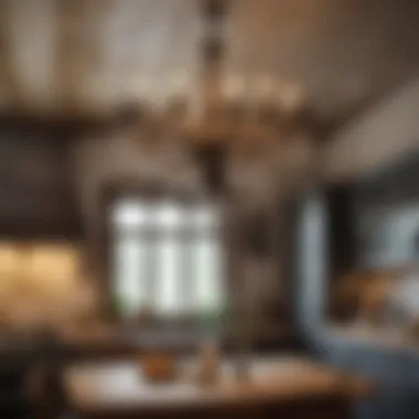 Charming rustic chandelier enhancing a cozy kitchen ambiance