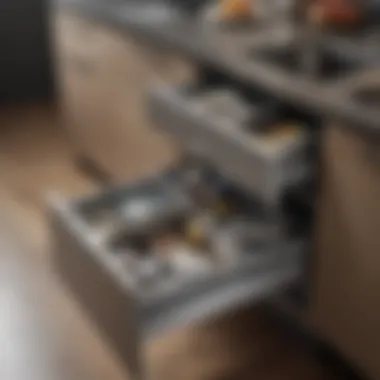 Sleek and Functional Trash Drawer Design Elegant design of a slide out trash drawer in a modern kitchen