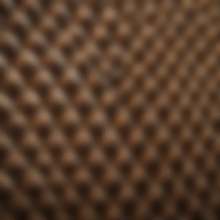 Close-up of various sound absorbing material textures