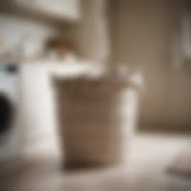 Elegant beige laundry basket in a modern living space