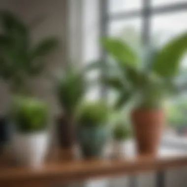 Elegant arrangement of various fake plant pots showcasing diverse designs.