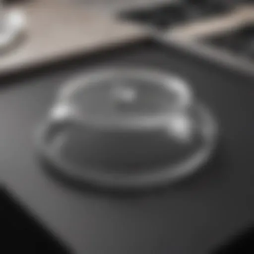 Close-up view of a glass lid on a pot reflecting kitchen ambiance