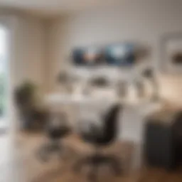 Ergonomic study room desk setup with optimal chair and lighting